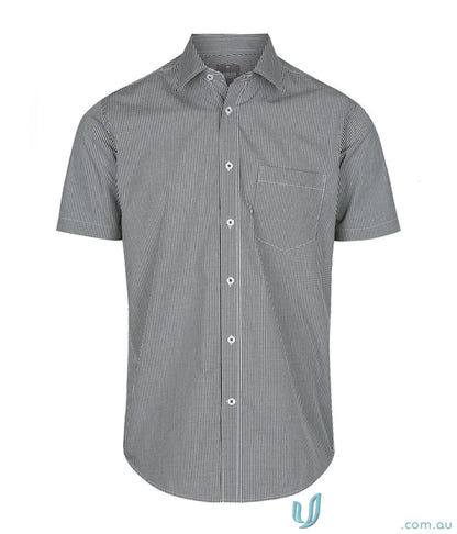 Gray striped Westgarth 1637s Gingham SS Shirt with silk protein finish