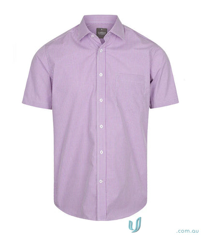 Lavender striped Westgarth 1637s Gingham SS Shirt with silk protein finish