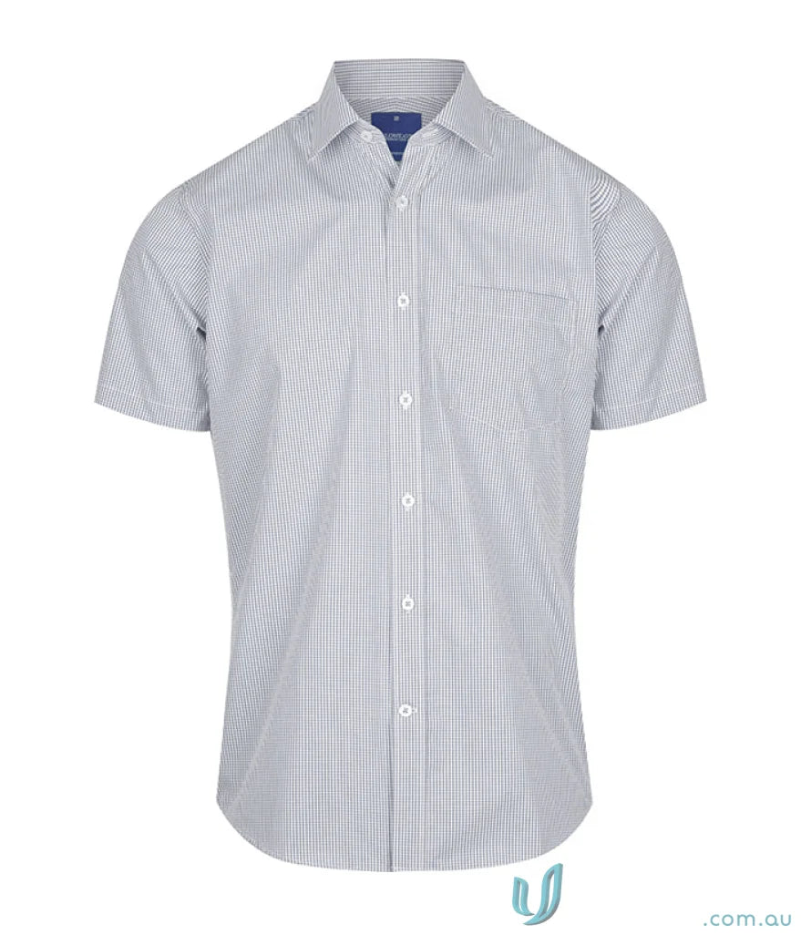 Westgarth 1637s Gingham SS Shirt with silk protein finish and striped short sleeves