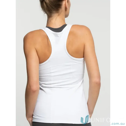 White Racer Crop with removable padded cups and 4-way stretch fabric for active wear