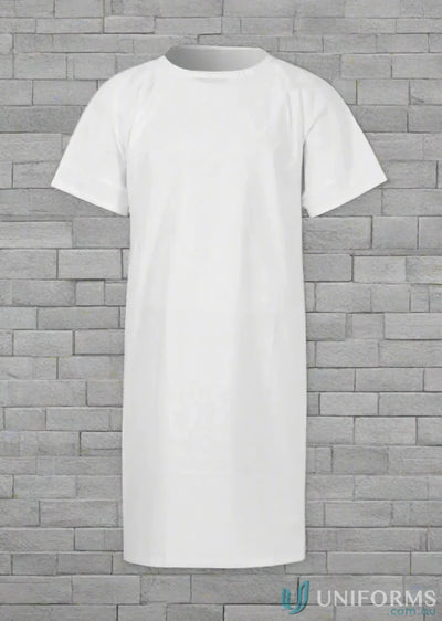 White SS Patient Gown T-shirt Dress for aged care facilities and rehab centers