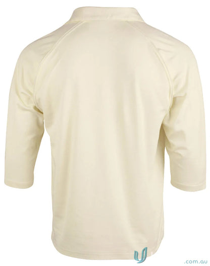 Cream-colored Winning Spirit 3qtr Cricket Polo made with Truedry® Cotton for comfort