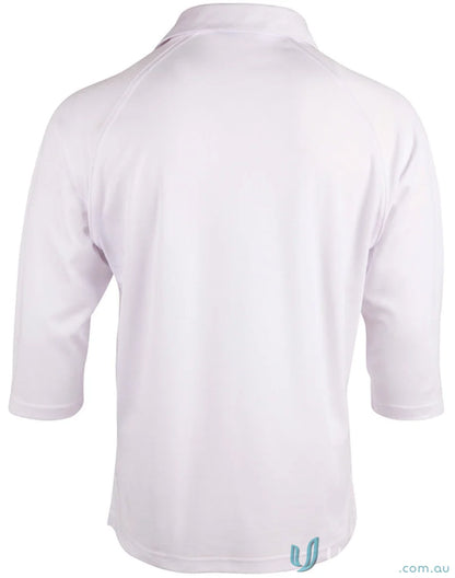 White three-quarter sleeve 3qtr cricket polo from Winning Spirit Truedry with truedry® cotton