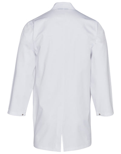 White Winning Spirit adult lab coat with concealed stud buttons, pockets