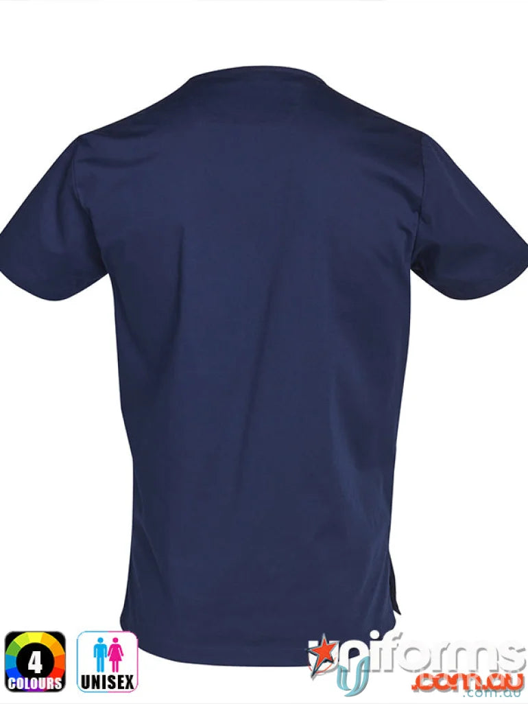 Navy blue winning spirit adult VNeck contrast trim scrub top for healthcare pros