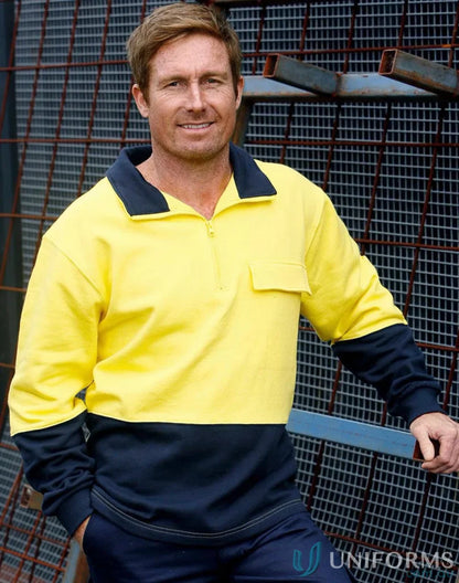 Two-tone work shirt from Winning Spirit, cotton fleecy sweat hivis jumper style