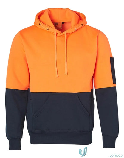 Winning Spirit Hi-Vis Two-Tone Fleecy Hoodie with orange navy block and front pouch