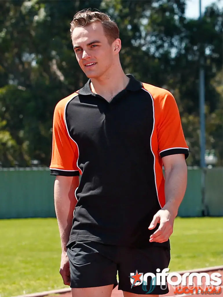 Winning Spirit Arena tri-colour short sleeve truedry® polo in black and orange