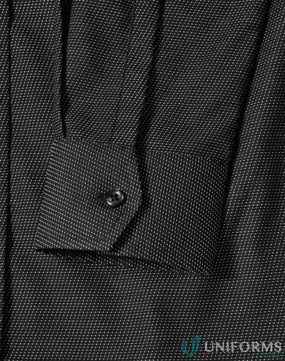 Dark textured shirt cuff with button from Winning Spirit Ascot Ladies Long Sleeve Dot Jacquard Stretch Shirt