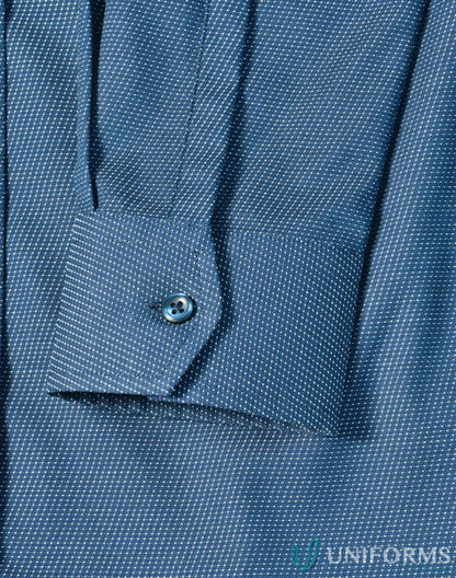 Blue patterned cuff from Winning Spirit Ascot Ladies Long Sleeve Dot Jacquard Stretch Shirt