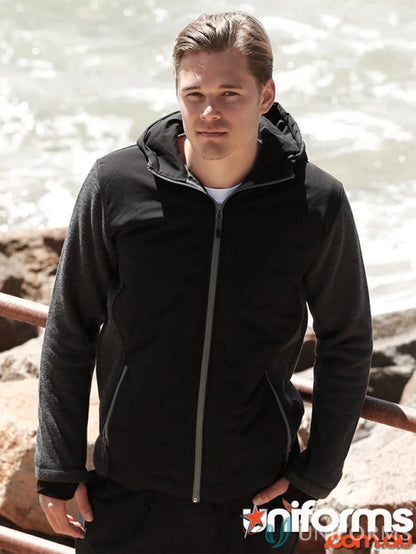 Black hooded zip-up jacket with thumb hole feature from Winning Spirit JK43 Bristol