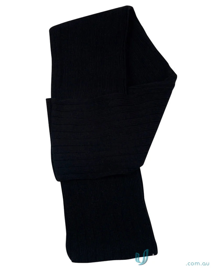 Black ribbed fabric from Winning Spirit Cable Knit Scarf for cozy style