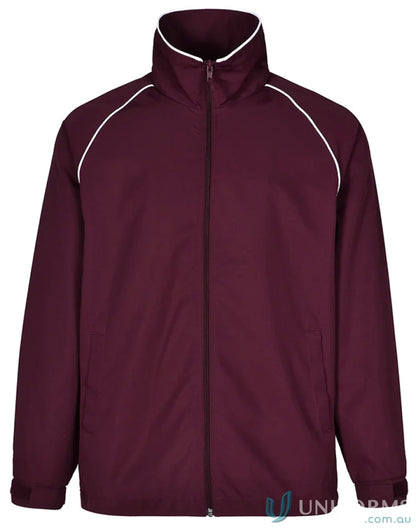 Maroon zip-up champion track jacket with white trim from Winning Spirit Champion Track Jacket