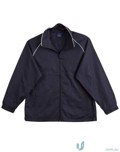 Navy blue Winning Spirit Champion Track Jacket with white trim, perfect unisex champion’s style