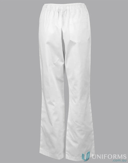 White cp01 chef’s pants with elastic waistband chef’s and patch pocket chef’s design