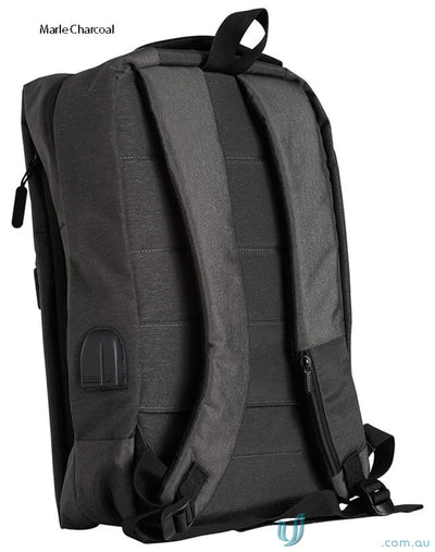 Charcoal-colored Winning Spirit Executive Heather Backpack with secure padded laptop section