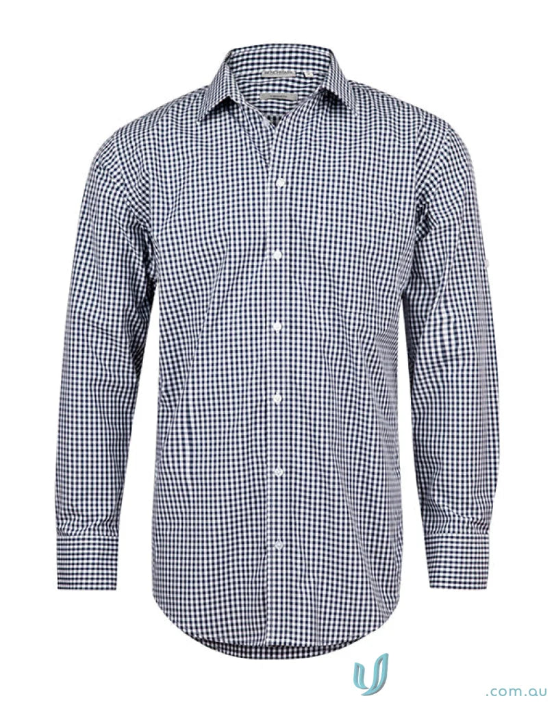 Men’s gingham check long-sleeved shirt from Winning Spirit Gingham Roll Up LS Shirt for comfortable workwear