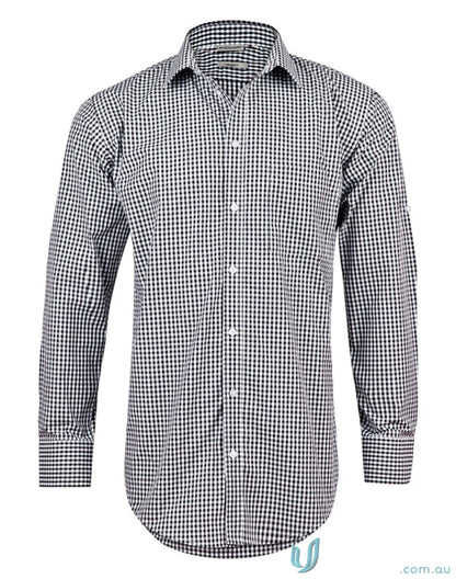 Men’s gingham check Long-sleeved Roll Up Shirt from Winning Spirit for comfortable workwear