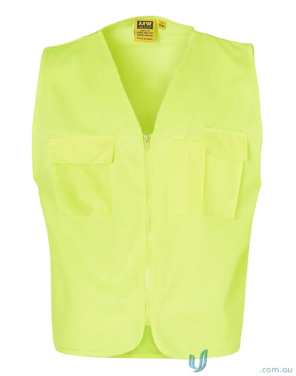 Winning Spirit SW41 Hi-Vis Safety Vest with Neon Yellow Color and Multiple Chest Pockets