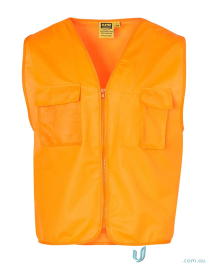 Winning Spirit SW41 HI-Vis Safety Vest with multiple chest pockets and orange safety vest