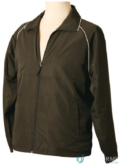 Black zip-up Winning Spirit Kids Champion Track Jacket with white trim for kids