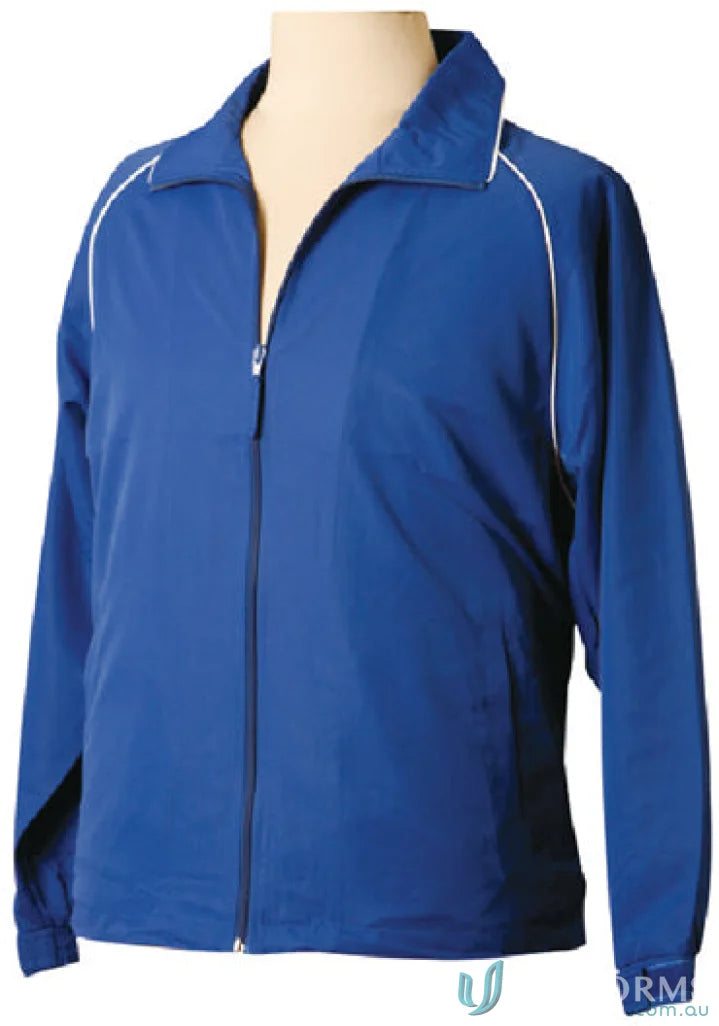 Blue zip-up jacket with white trim from Winning Spirit Kids Champion Track Jacket line