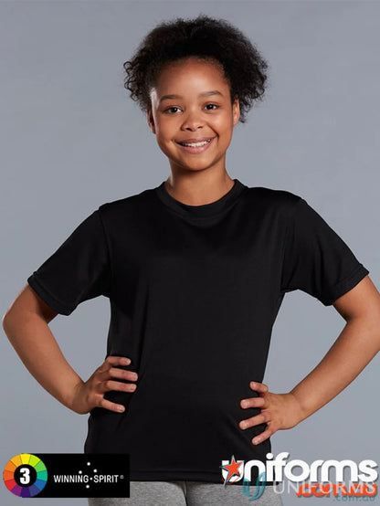 Black short-sleeved T-shirt from Winning Spirit Kids CoolDry line ts23k