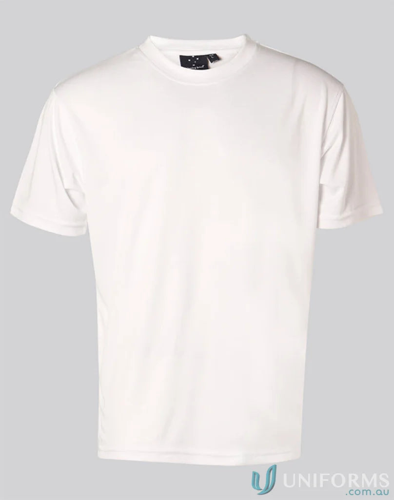 Winning Spirit Kids CoolDry tee in white short-sleeved t-shirt style, TS23K