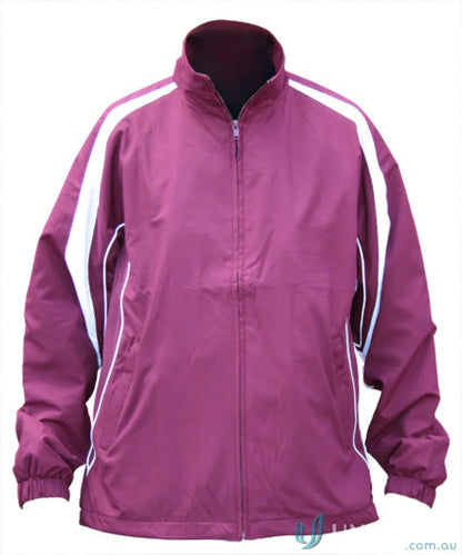 Kids Legend Winning Spirit Kids Warm Up Jacket in Maroon and White for style and comfort