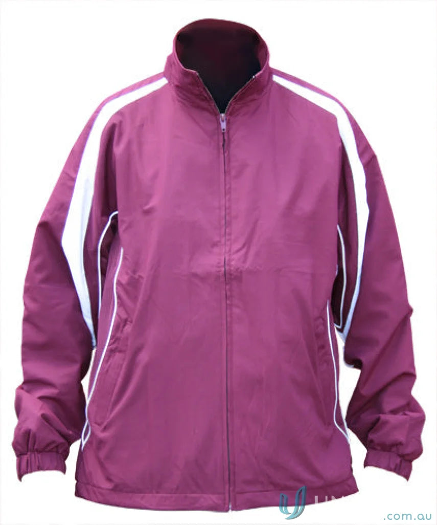 Kids Legend Winning Spirit Kids Warm Up Jacket in Maroon and White for style and comfort
