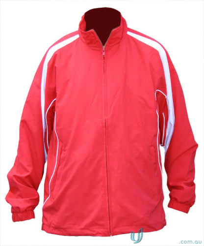 Kids Legend Winning Spirit Kids Warm Up Jacket in red and white zip-up style
