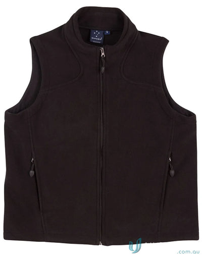 Black fleece vest with zipper from Winning Spirit Kids Micro Bonded Polar Fleece collection
