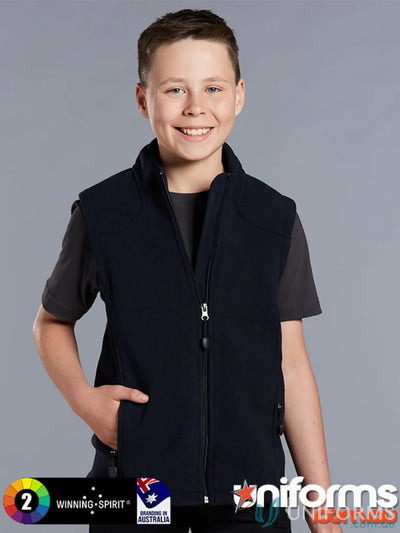 Winning Spirit Kids Navy Blue Micro Bonded Polar Fleece Vest for warmth and style