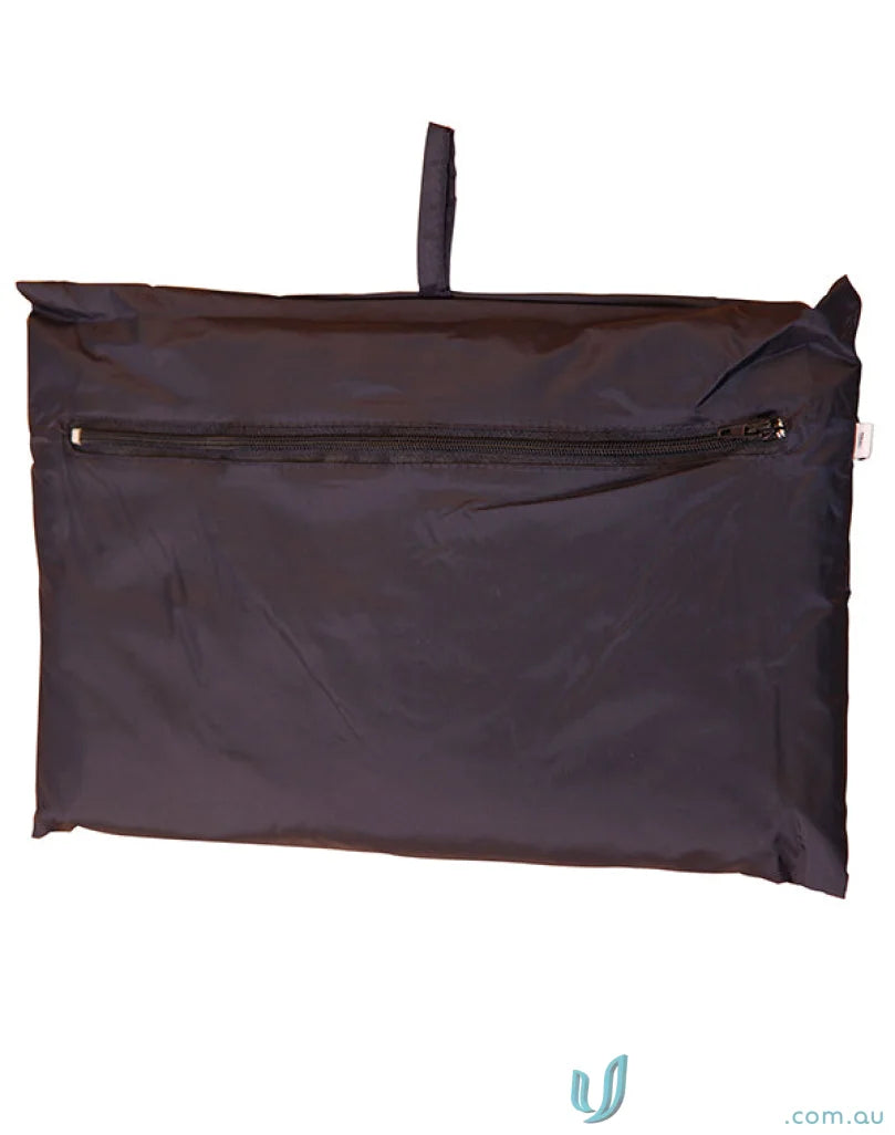 Black nylon pouch with handle and zip pocket from Winning Spirit Kids Rain Forest Spray Jacket