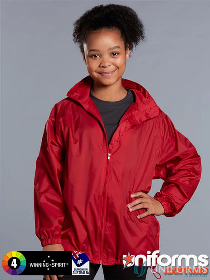 Red Winning Spirit Kids Rain Forest Spray Jacket, perfect kids rain jacket for rainy days