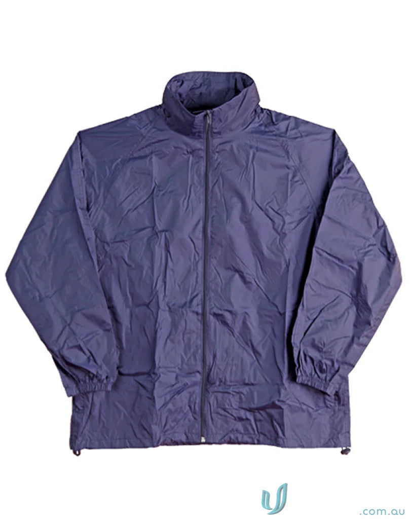 Wrinkled navy blue Winning Spirit Kids Rain Forest Spray Jacket kids rain jacket full zip