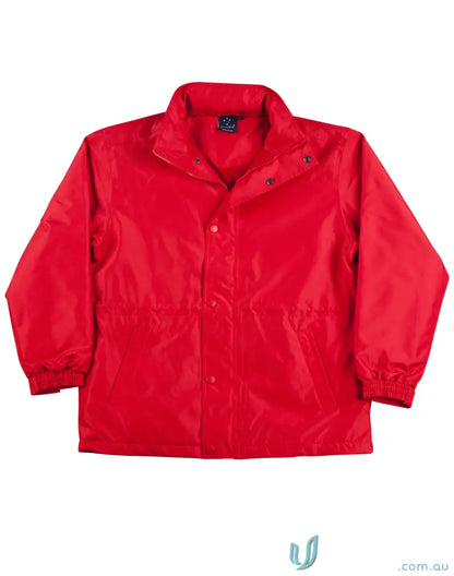 Red nylon kids stadium jacket from Winning Spirit Kids JK01K, perfect for outdoor fun