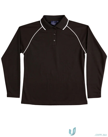 Ladies champion raglan contrast polo shirt with white piping and cooldry® mesh fabric