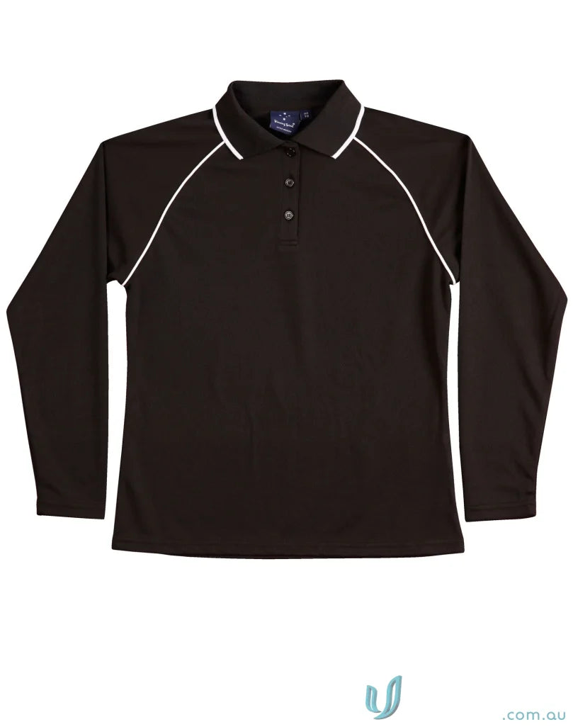 Ladies champion raglan contrast polo shirt with white piping and cooldry® mesh fabric