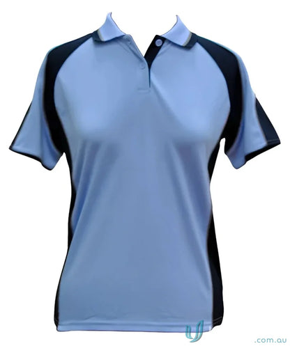 Ladies cooldry Winning Spirit Ladies CoolDry Alliance Polo in light blue and black