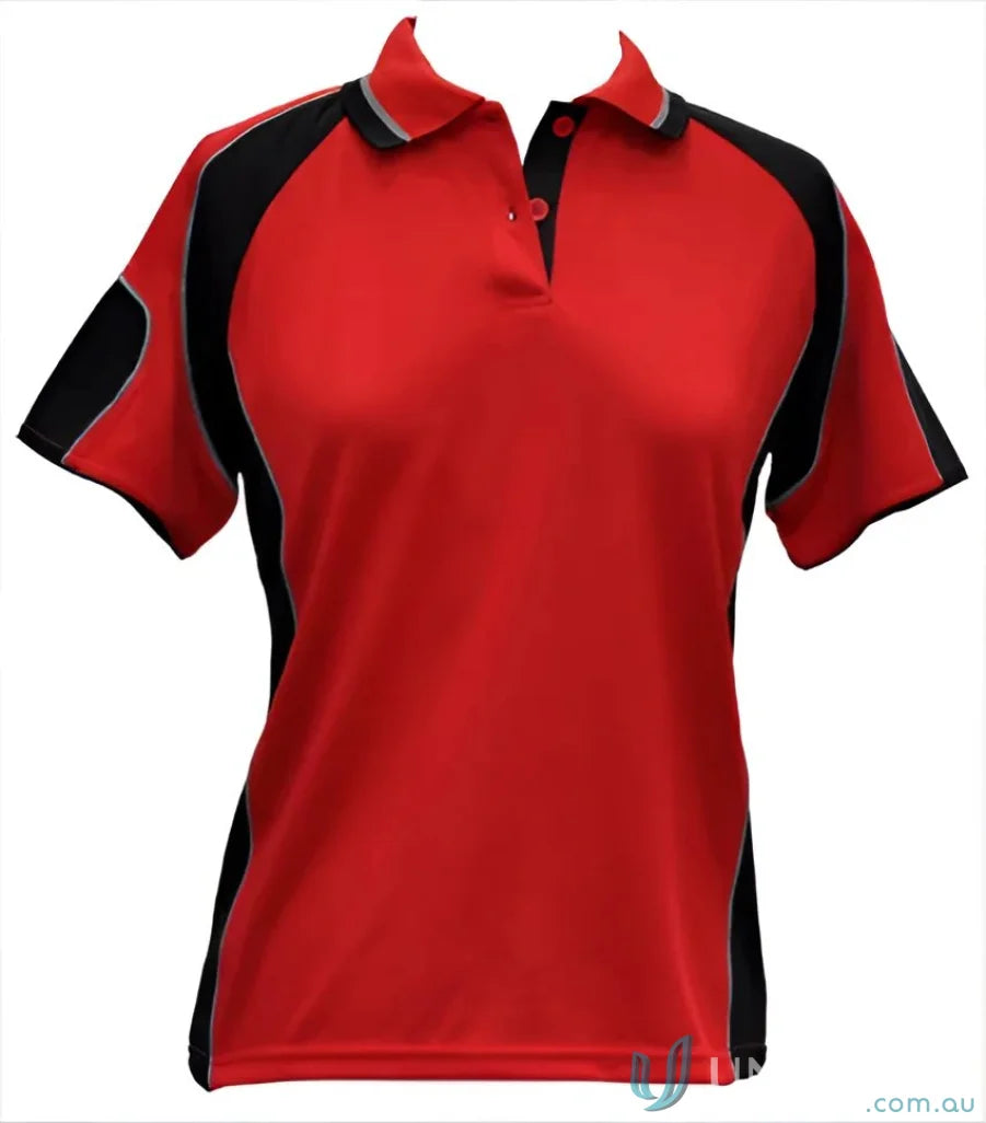 Winning Spirit Ladies CoolDry Alliance Polo in red and black for ultimate comfort