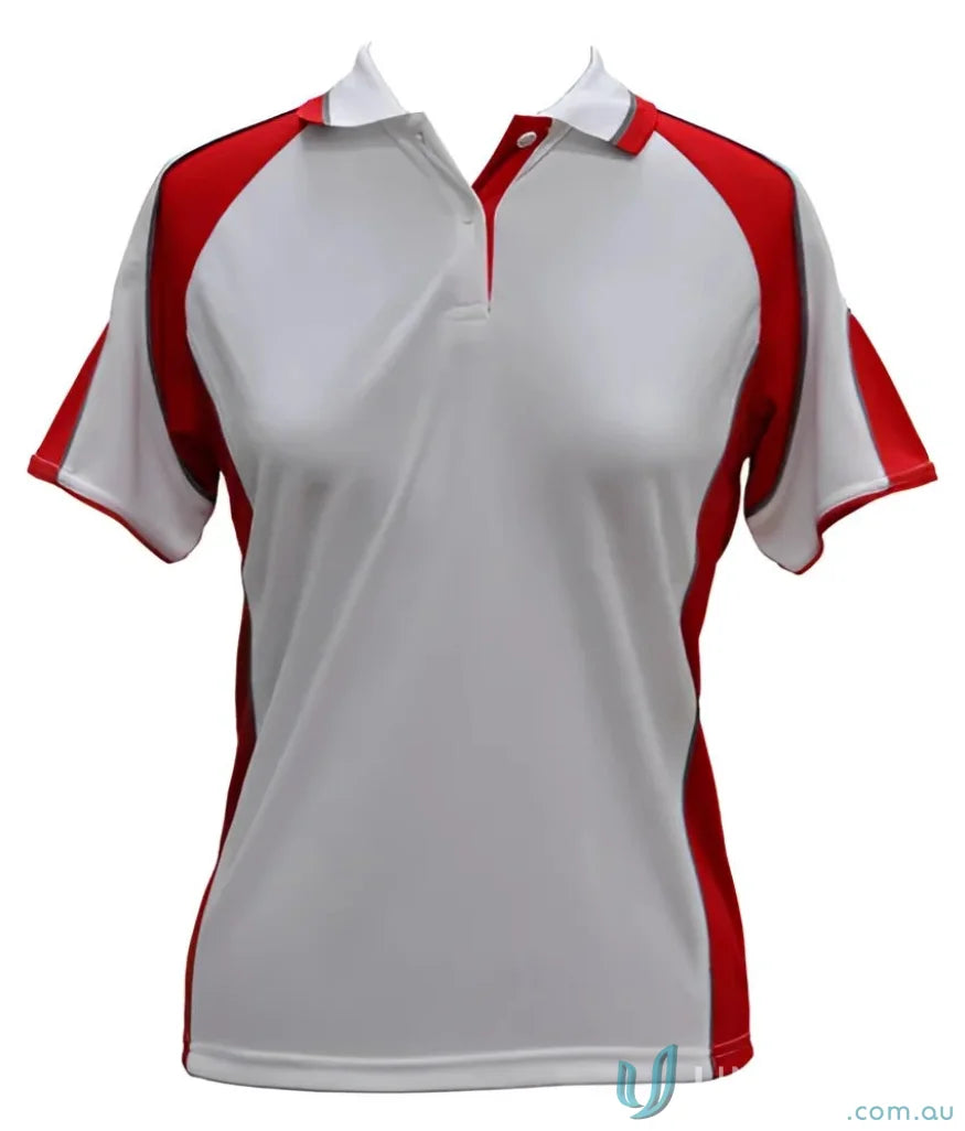 White and red ladies cooldry Winning Spirit Ladies CoolDry Alliance Polo shirt
