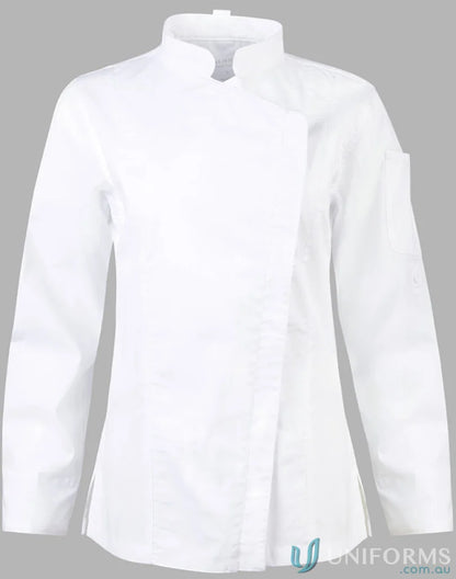 White Winning Spirit Ladies Functional Chef Jacket perfect for ladies looking sharp in the kitchen
