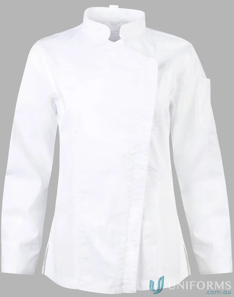 White Winning Spirit Ladies Functional Chef Jacket perfect for ladies looking sharp in the kitchen
