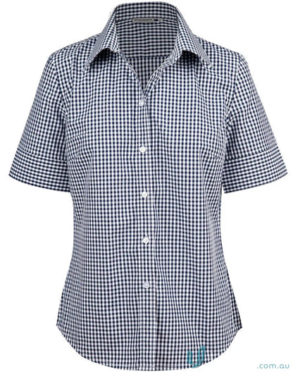 Winning Spirit Ladies Gingham Check Short-Sleeved Shirt for a perfect blend of style