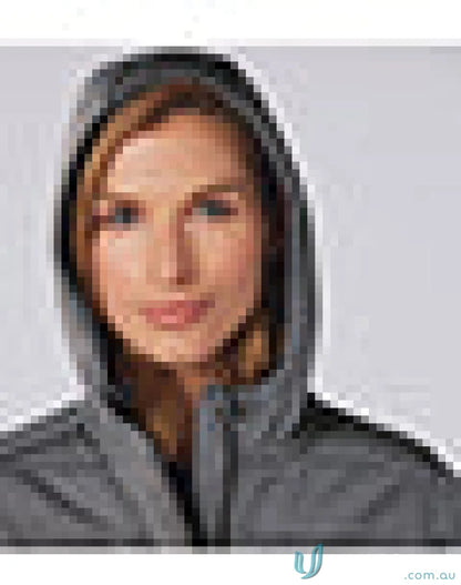 Gray hooded Jasper Heather bonded cationic quilted jacket from Winning Spirit Ladies Jasper Cationic Jacket