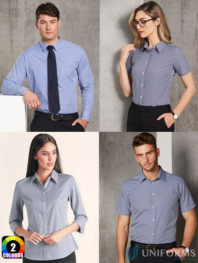 Winning Spirit Ladies multi-tone check 3/4 sleeve shirt with a stylish business attire collage