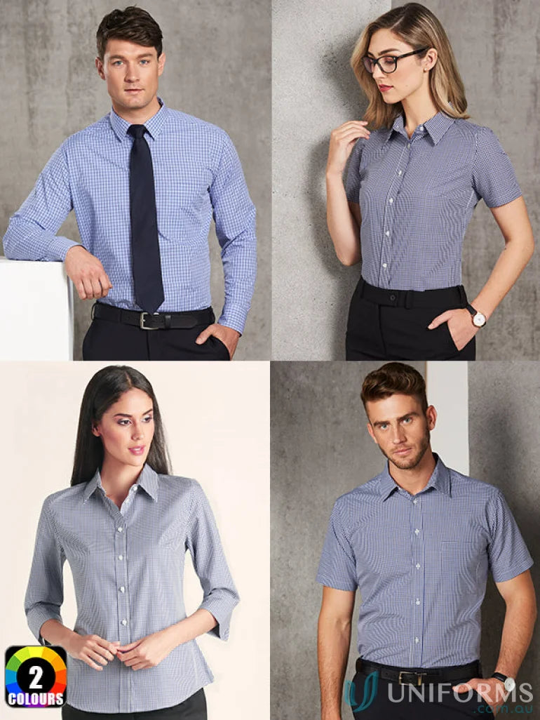 Winning Spirit Ladies multi-tone check 3/4 sleeve shirt with a stylish business attire collage