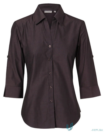 Brown nano silk protein spirit ladies nano tech 3qtr shirt with three-quarter sleeves