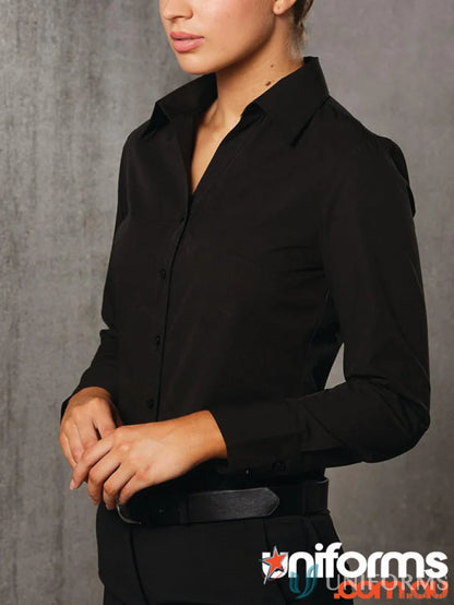 Black long-sleeved women’s nano™ tech shirt from Winning Spirit Ladies Nano collection